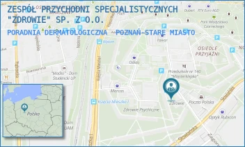 PORADNIA DERMATOLOGICZNA - ZESPÓŁ PRZYCHODNI SPECJALISTYCZNYCH "ZDROWIE" SP. Z O.O. - OS. PRZYJAŹNI 133,  POZNAŃ-STARE MIASTO