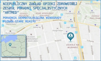 PORADNIA DERMATOLOGICZNA WINOGRADY - NIEPUBLICZNY ZAKŁAD OPIEKI ZDROWOTNEJ  ZESPÓŁ PORADNI SPECJALISTYCZNYCH  "ARTMED" - OS.  NA MURAWIE 5 C,  POZNAŃ-STARE MIASTO