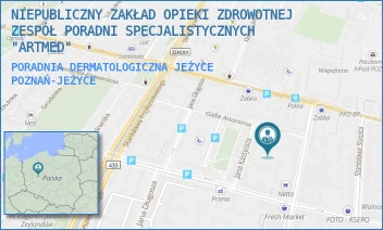 PORADNIA DERMATOLOGICZNA JEŻYCE - NIEPUBLICZNY ZAKŁAD OPIEKI ZDROWOTNEJ  ZESPÓŁ PORADNI SPECJALISTYCZNYCH  "ARTMED" - GALLA ANONIMA 2 D,  POZNAŃ-JEŻYCE