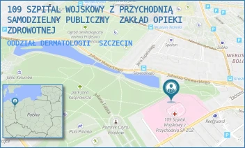 ODDZIAŁ DERMATOLOGII - 109 SZPITAL WOJSKOWY Z PRZYCHODNIĄ SAMODZIELNY PUBLICZNY  ZAKŁAD OPIEKI ZDROWOTNEJ - PIOTRA SKARGI 9-11,  SZCZECIN