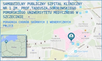PORADNIA CHORÓB SKÓRNYCH I WENERYCZNYCH - UNIWERSYTECKI SZPITAL KLINICZNY NR 1 IM. PROF. TADEUSZA SOKOŁOWSKIEGO PUM W SZCZECINIE - SIEDLECKA 2,  POLICE