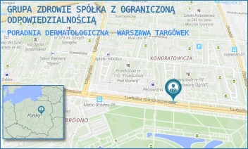 PORADNIA DERMATOLOGICZNA - GRUPA ZDROWIE SPÓŁKA Z OGRANICZONĄ ODPOWIEDZIALNOŚCIĄ - LUDWIKA KONDRATOWICZA 27B,  WARSZAWA TARGÓWEK